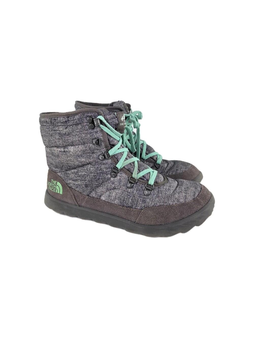 The North Face ThermoBall Lace Up Winter Boots US 10 Gray Green Primaloft